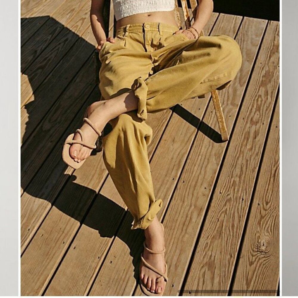 NWOT Free People CYA later skate trousers pants slacks tan size 12